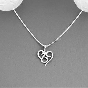 Sterling Silver Swirl Heart Necklace, Silver Heart